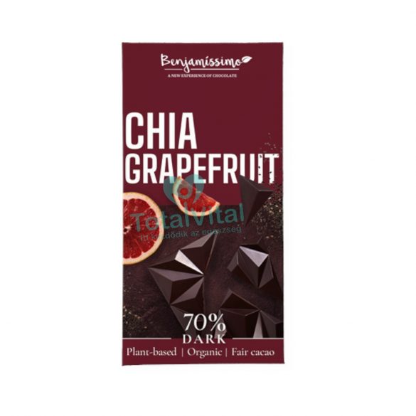 Benjamissimio bio vegán fekete csokoládé chia grapefruit 60g