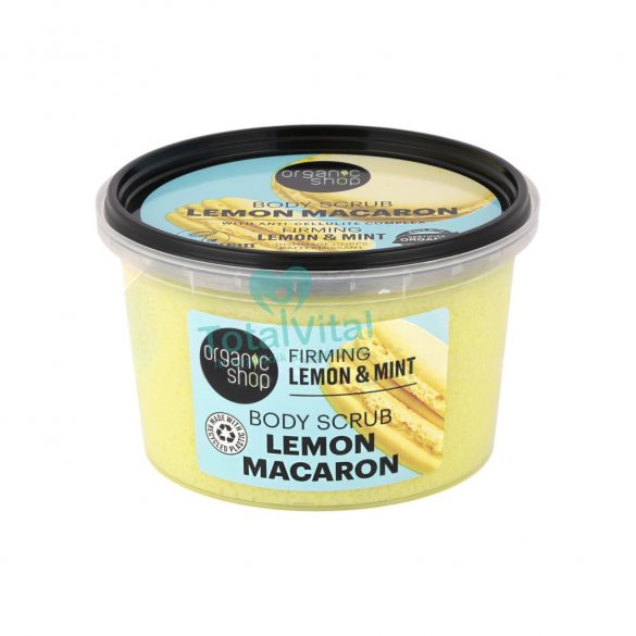 Organic shop lemon macaron feszesítő testradír citrommal és mentával 250ml