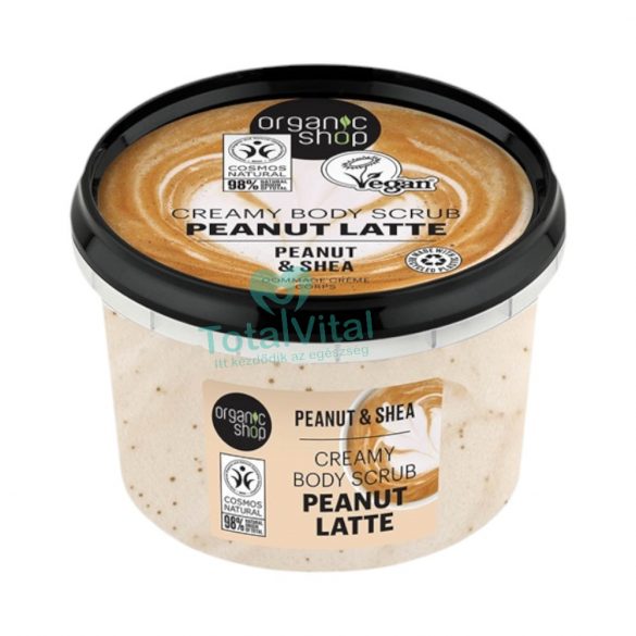 Organic shop bio testradír krémes peanut latte mogyoróval és shea vajjal 250 ml