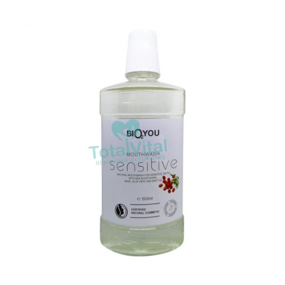 Bio2you natúr szájvíz sensitive aloe vera, homoktövis, mentaolaj és zsálya kivonattal 500 ml