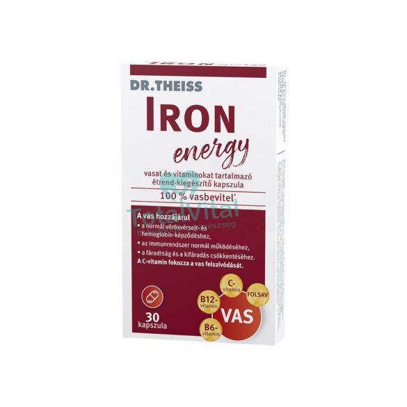 Dr.theiss iron energy vasat és vitaminokat tartalmazó étrend-kiegészítő kapszula 30 db