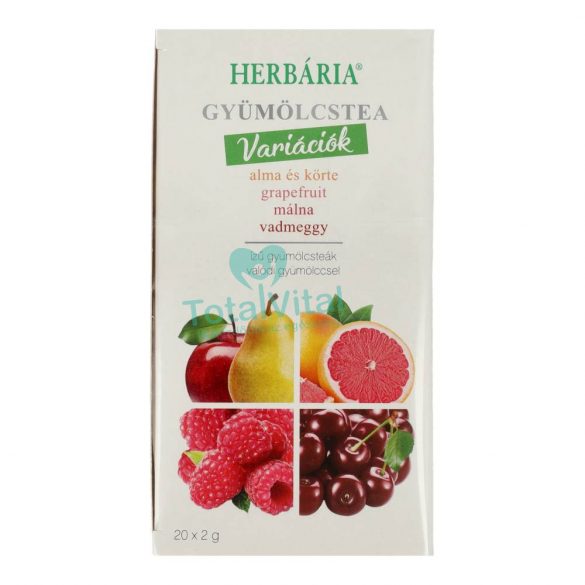 Herbária gyümölcstea mix 1 alma-körte, grapefruit, málna, vadmeggy variáció 20x2 g 40 g