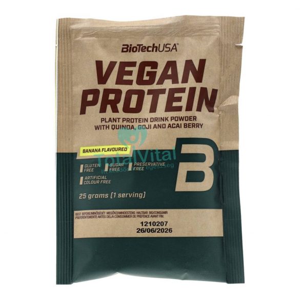 Biotech vegan protein banán ízű fehérje italpor 25g