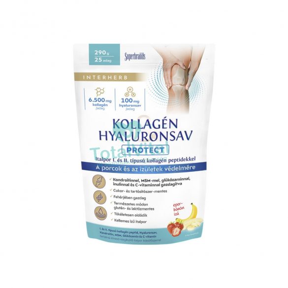 Interherb kollagén&hyaluronsav protect porcépítő italpor eper-banán ízű 290g