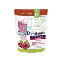   Interherb xxl c + d3-vitamin málnaízű italpor 90 adag 270g