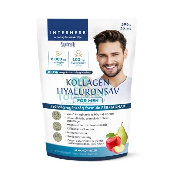 Interherb kollagén és hyaluronsav italpor for men alma körte ízű 396 g