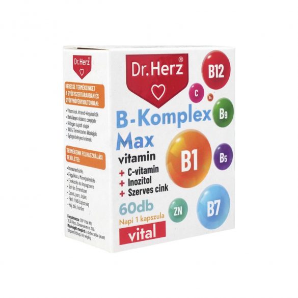 Dr.herz b-komplex max+c-vitamin+inozitol+szerves cink kapszula 60 db