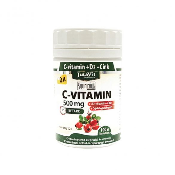 Jutavit c-vitamin 500mg nyújtott kioldódású + csipkeb. + d3 + cink vitamin 100 db