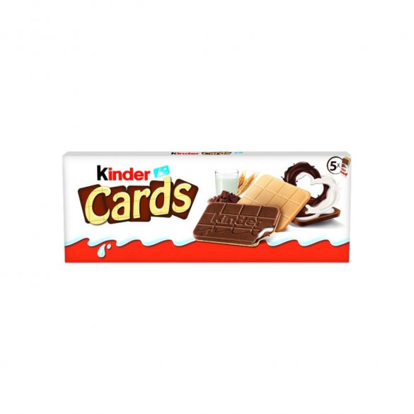 Kinder cards /5*25,6g/ kinder kártya alakú, tejes és kakaós töltelékkel töltött ropogós ostya 128g