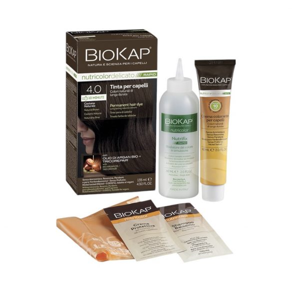 Biokap nutricolor rapid tartós hajfesték nr 4.0 natural brown 135 ml