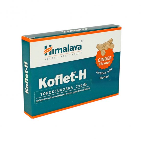 Himalaya koflet-h torokcukorka gyógynövény kivonatokkal és mézzel gyömbér ízesítéssel 12db